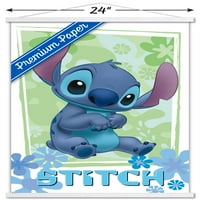 Disney Lilo și Stitch-flori Poster de perete cu cadru Magnetic din lemn, 22.375 34