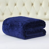 Pătură din lână de pluș pentru pat, pătură florală Bleumarin moale, ușoară, regină 75 x91