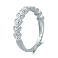 Forever Bride Carat T. W. rotund diamant deschide-Set inimile promit inel din argint Sterling