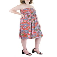 24seven Comfort Îmbrăcăminte femei Plus Dimensiune portocaliu Paisley Strapless Mini rochie