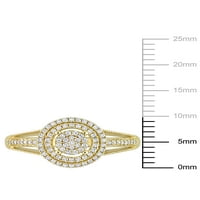 Miabella femei carate TW diamant 10kt Galben Aur Cluster Halo Split Gamba inel