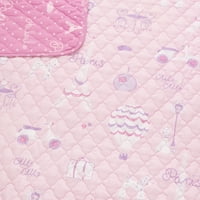 + BELLA Dream of Paris set de lenjerie de pat din bumbac roz, cuvertură de pat Twin ușoară
