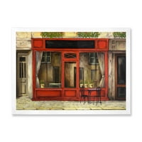 Fatada rosie de magazin fermecător în Paris Street Am Înrămată pictura panza arta de imprimare