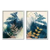 Stupell Indtries Abstract stratificat Ferigi de pădure Tonuri De Bej Albastru Tropical, 20, Design de Ian Winstanley