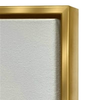 Stupell Industries expresiv Palm Linework Verde Pop detaliu metalic aur încadrată plutitoare panza arta de perete, 16x20