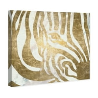 Wynwood Studio animale Wall Art Canvas printuri 'Zebra Shine' Zoo și animale sălbatice-Aur, Alb