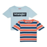 Wrangler Boys Tricouri grafice și dungi Cu mânecă scurtă, pachet 2, mărimi 4 - & Husky