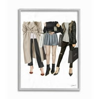 Stupell Industries moda doamnelor tinute Shopping Bag neutre figura Pose încadrată perete arta Design de Ziwei Li, 16 20