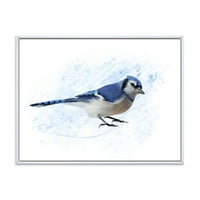 Designart 'Ancient Blue Jay Bird' Imprimare Tradițională De Artă De Perete Din Pânză Încadrată