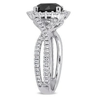 1-Carat T. W. diamant alb-negru 14k inel de logodna din Aur Alb