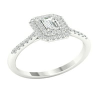 Imperial Ct TDW smarald diamant dublu Halo inel de logodna din Aur Alb 10K