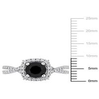 1-Carat T. W. diamant alb-negru 14k inel de logodna din Aur Alb