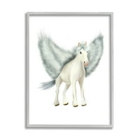Stupell Industries mitic Pegasus creatură Cal Zburător fantezie pictură pictură Gri încadrată artă imprimată artă de perete, Design