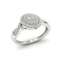 1 2CT TDW diamant 10K Aur Alb formă ovală Halo inel de logodna