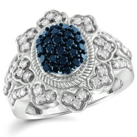 JewelersClub Sterling Silver Albastru & alb carate diamant inel pentru femei