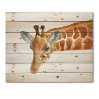 Designart 'Portret de aproape al unei girafe IX' imprimeu de fermă pe lemn Natural de pin