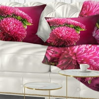 Designart flori roz de asteri pe roșu-flori arunca Pillowwork-12x20