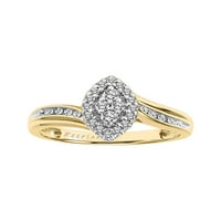 Carat T. W. diamant 10kt Aur Galben Marquise-Shape Halo Empress inel de logodna de Keepsake