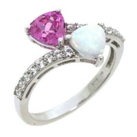 Brilliance bijuterii Fine Sterling Silver creat Opal, creat safir roz și a creat Inel De by-pass safir alb