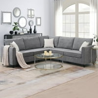 88 * 88 canapea secțională, canapele secționale pentru sufragerie, canapea tapițată modernă cu perne, canapea în formă de L, Gri,