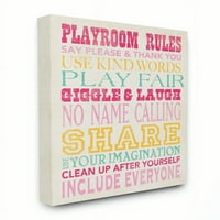 Camera copiilor de Stupell Playroom reguli tipografie în roz pânză galbenă și albastră artă de perete de Stephanie Workman Marrott