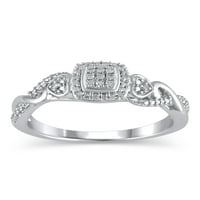 Carat T. W. ține-mă de mână inel de promisiune cu diamant din argint Sterling, Mărimea 4