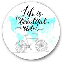 Designart 'viața este o plimbare frumoasă cu bicicleta' tradițional cerc de metal de perete Art-Disc de 36