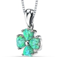 1. ct inima forma creat Opal verde pandantiv colier din argint Sterling, 18