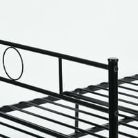 Cadru de pat metalic Aukfa, pat de dimensiuni mari cu tăblie, Negru