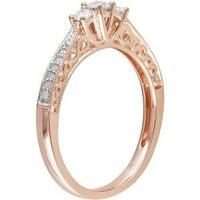 Carate T. W. diamant 10kt Aur Roz trei piatra inel de logodna