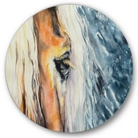 Designart 'Abstract Close-Up al unui frumos Horses Eye II' Farmhouse Circle Metal Wall Art-Disc de 36