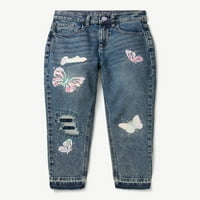 Justiție Fete Mini Mama Patch-Uri Denim Blugi, Dimensiuni 6-18, Slim & Plus