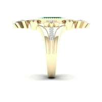 Imperial Gemstone 14k aur galben placat cu argint a creat smarald și a creat inel de Cocktail safir alb pentru femei