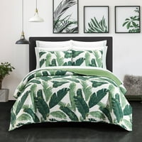 Chic Acasă Borrego Palm Quilt Set Cusute Palmier Copac Imprimare Pat Într - O Pungă-Foaie Set Decorative Perna Shams Incluse, California King, Verde