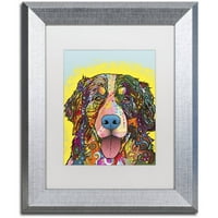 Marcă comercială Fine Art Bernese Mountain Dog Canvas Art de Dean Russo, alb mat, cadru argintiu