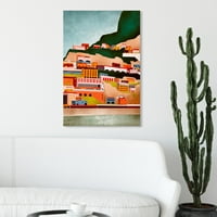 Wynwood Studio arhitectură și clădiri Canvas Art Print 'A View to the City' peisaje urbane și urbane - portocaliu, albastru