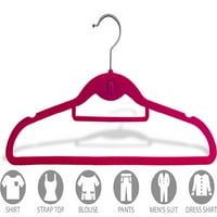 Catifea roz cascadă Slim-Line umeraș cu crestături și cravată Bar, Spațiu de economisire stivuibile costum umerase cu cârlig crom De International Hanger