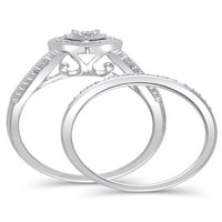 Carat T. W. Forever Bride în formă de inimă Halo Diamond compozit set de mireasă din argint Sterling, Mărimea 5