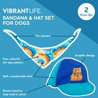 Vibrant Life Albastru Tie Dye Swirl Hat Bandana Set O S