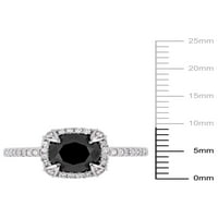 Miabella Carat T. W. diamant alb-negru 10kt Aur Alb Halo inel de logodna