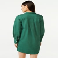 Rochie Mini Shift pentru femei cu asamblare gratuită cu mâneci bluzon