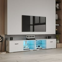 Aukfa LED TV Stand cu dulapuri pentru televizoare de până la 80 - Alb