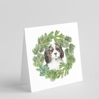 Cavalier Regele Charles Spaniel catelus Tricolor cu Crăciun Cununa pătrat felicitări și plicuri de