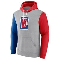 Fanaticii bărbați marca Heathered Gri LA Clippers dus pulover Hoodie