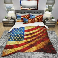 Designart 'God Bless America Flag' Set De Huse De Plapumă Moderne Și Contemporane