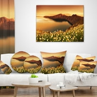 Designart Sunrise Wildflowers pe Santorini - pernă de aruncare florală-16x16