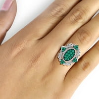 Carat T. G. W. Emerald Și Diamant Alb Accent Sterling Silver Set De Bijuterii Din 3 Piese
