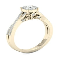 Carat T. W. diamant 10kt Aur Galben Criss Cross inel de logodna