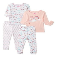 Cutie Pie Dreamers Baby Girl & Toddler Girl Cu Mânecă Lungă Set De Pijamale Din Bumbac, 4 Piese