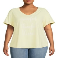Tru Self Plus Size Grafic V-Neck T-Shirt cu mâneci scurte